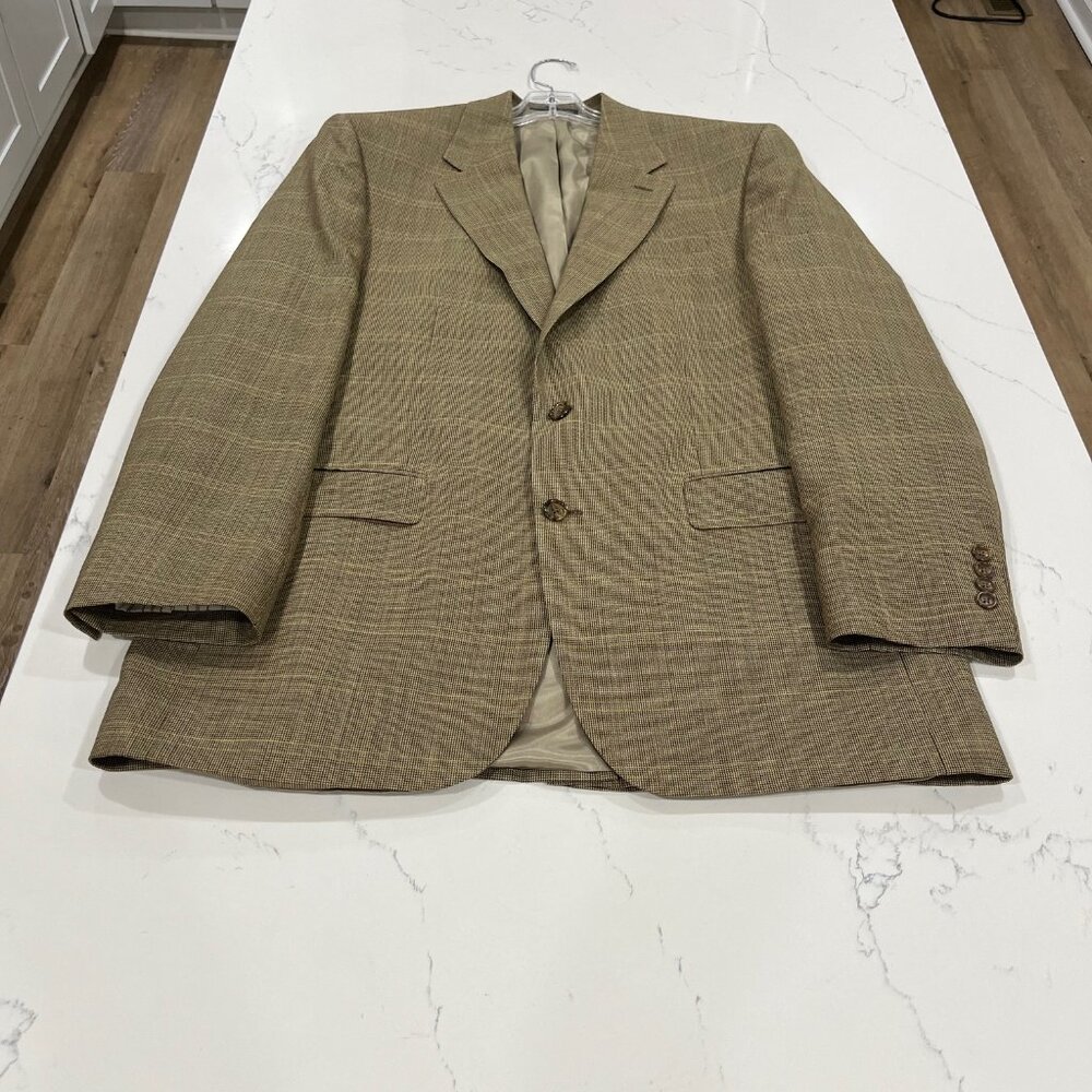Lauren Ralph Lauren Men’s Brown Plaid Suit Jacket/Blazer 42R Silk/Wool